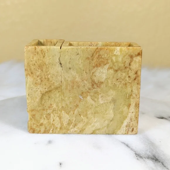 Antique Chinese Shoushan Stone Hand Carved Vase Desk Organizer